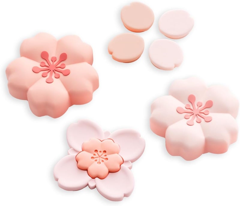 GEEKSHARE Sakura Cross D-Pad Button Caps Thumb Grip Caps Set Compatible with Switch 2, ABXY Key Buttons Sticker Cover Caps for Switch 2, Cherry Pink - Image 1